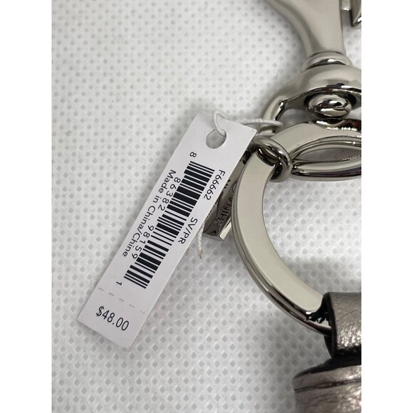 NWT Coach Silver Leather Tassel Key Fob Keychain - Picture 6 of 6